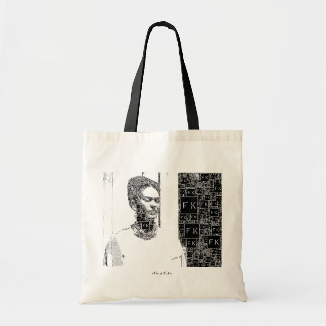 Frida Kahlo Schwarz-Weiß-Portrait Tragetasche (Vorne)