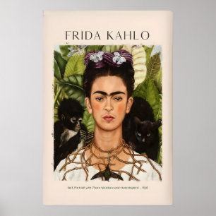 Frida Kahlo Selbstporträt mit Dornenhalskette und Poster