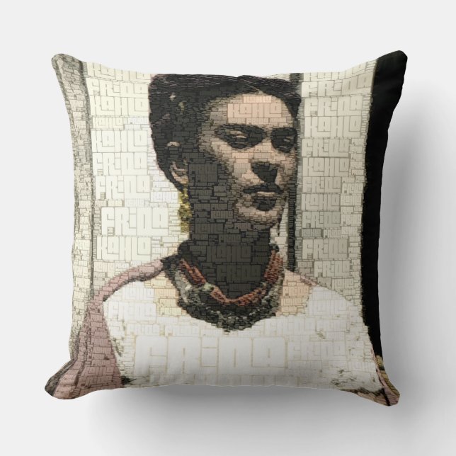 Frida Kahlo Textile Portrait Kissen (Vorderseite)