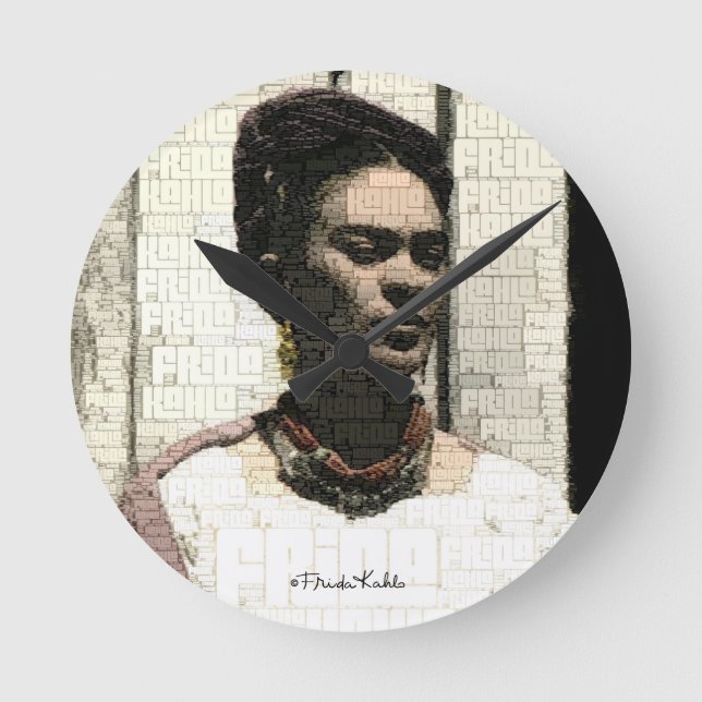 Frida Kahlo Textile Portrait Runde Wanduhr (Vorderseite)
