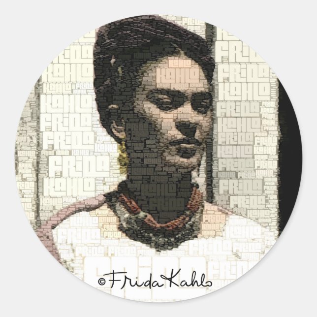 Frida Kahlo Textile Portrait Runder Aufkleber (Vorderseite)