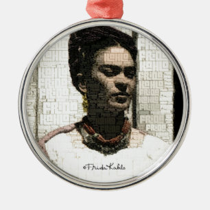 Frida Kahlo-Textilporträt Silbernes Ornament