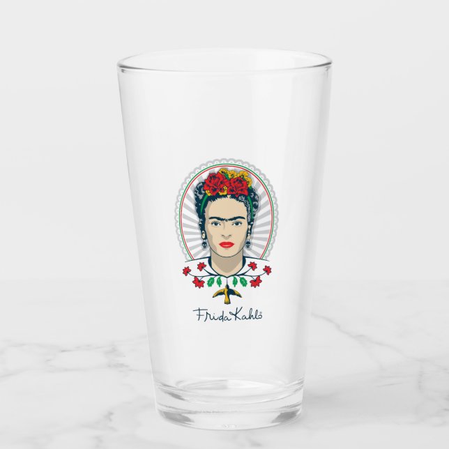 Frida Kahlo | Vintage Floral Glas (Vorderseite)