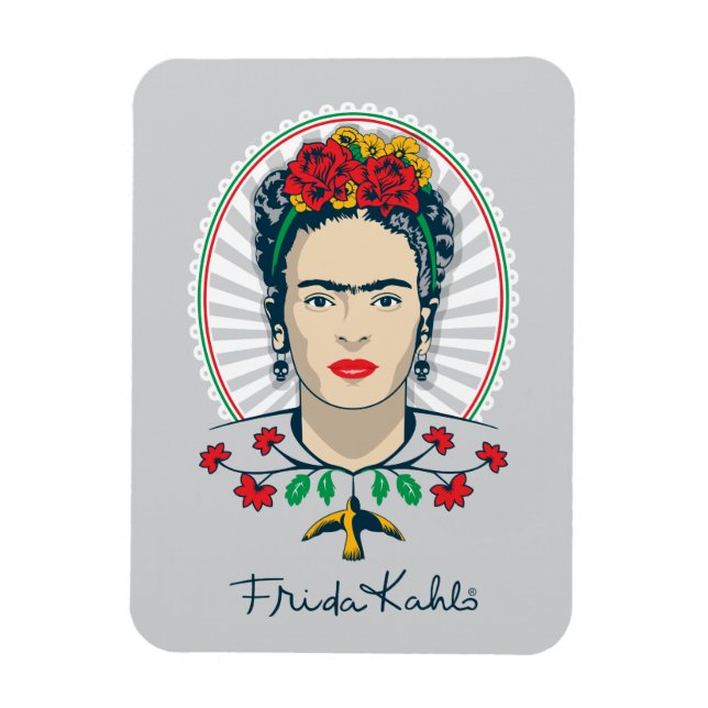 Frida Kahlo Vintage Floral Magnet (Vertikal)