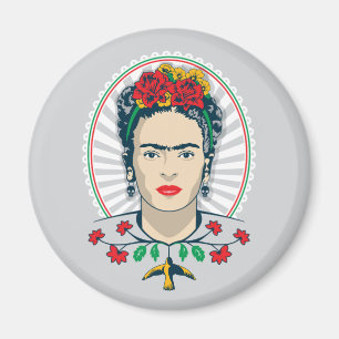 Frida Kahlo   Vintages Blumen Magnet