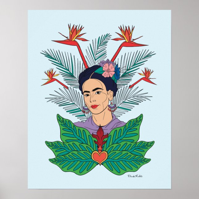 Frida Kahlo | Vögel von Paradies, florale Grafik Poster (Vorne)