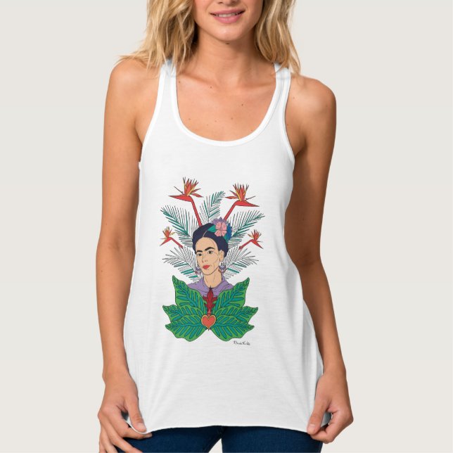 Frida Kahlo | Vögel von Paradies, florale Grafik Tank Top (Vorderseite)