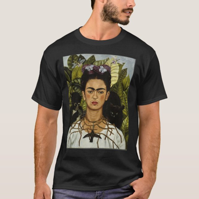 Frida Kahlo&x27;s Selbstporträt mit Affen und ca T-Shirt (Vorderseite)