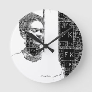 Frida Kahloschwarzweiss-Porträt Runde Wanduhr