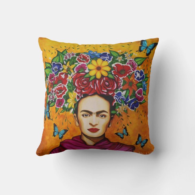 frida kalho Throw Pillow Kissen (Rückseite)