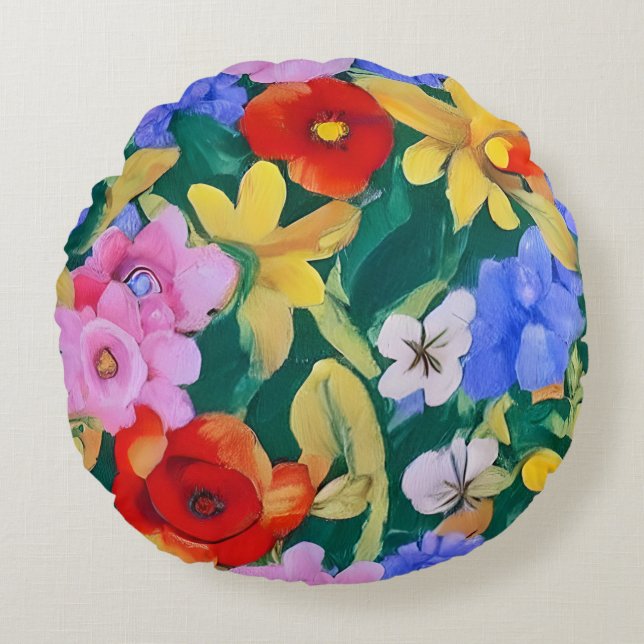 Frida Karlo Design Rundes Kissen (Vorderseite)