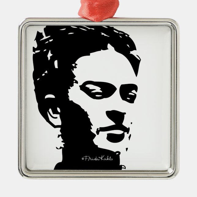 Frida Shadow Portrait Silbernes Ornament (Vorne)