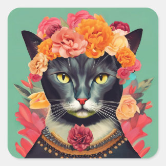 Frida the Cat Quadratischer Aufkleber