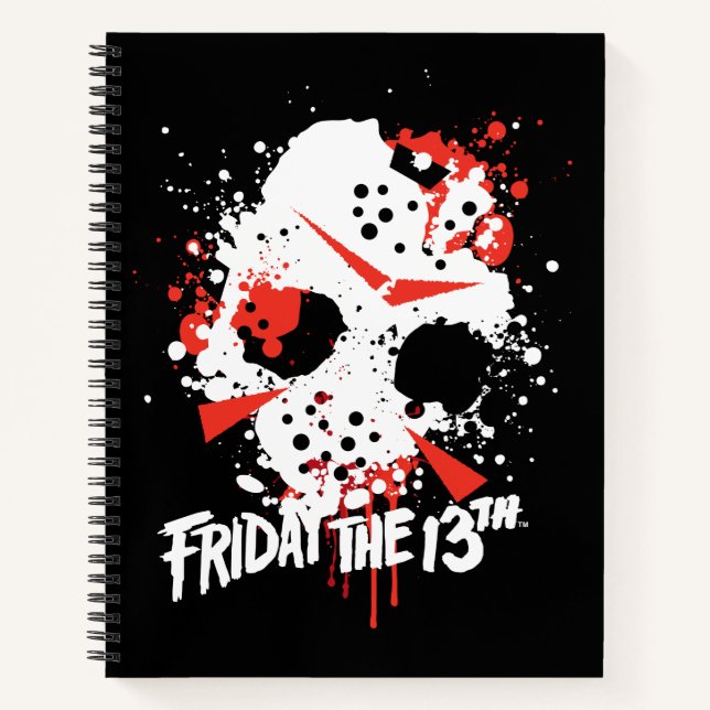 Friday the 13th | Paint Splatter Hockey Mask Notizbuch (Vorderseite)