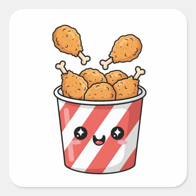 Fried Chicken Bucket Quadratischer Aufkleber (Vorderseite)