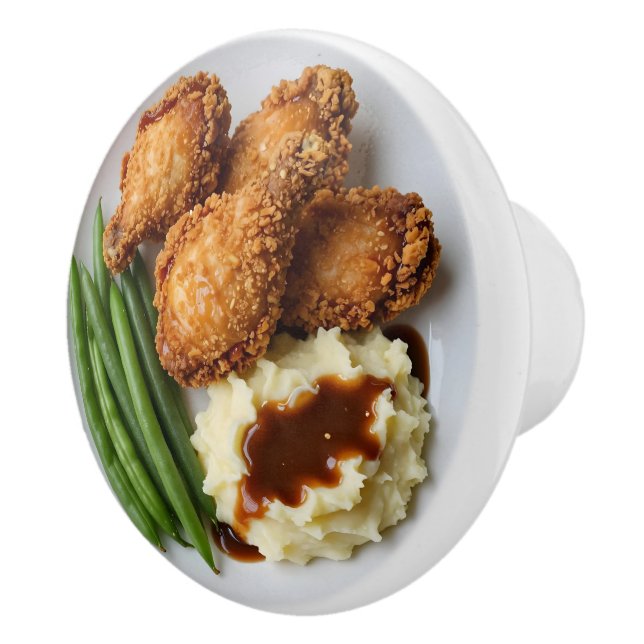 Fried Chicken, Mashed Potatoes and Green Beans Keramikknauf (Rechts)