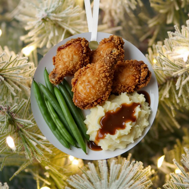 Fried Chicken, Mashed Potatoes and Green Beans Ornament Aus Metall (InSitu)