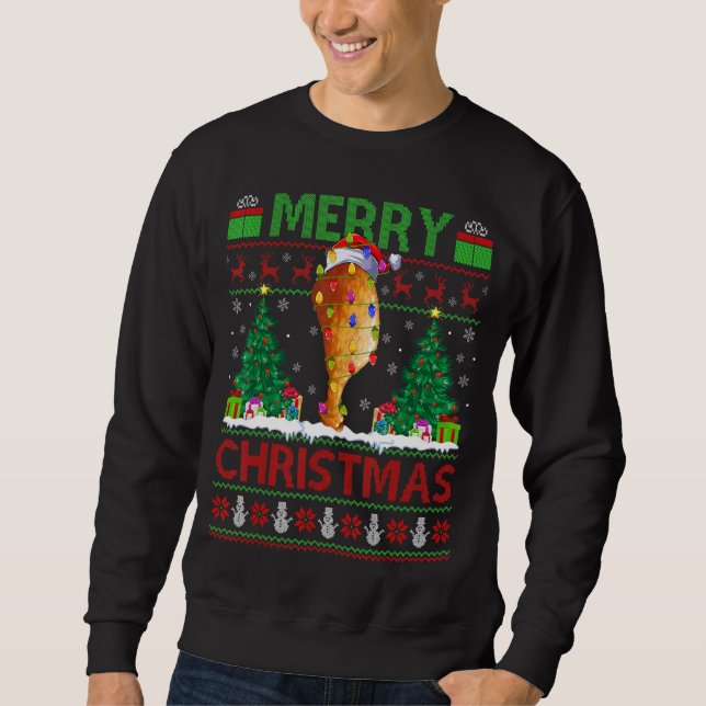 Fried Chicken Xmas Tree Ugly Fried Chicken Christ Sweatshirt (Vorderseite)