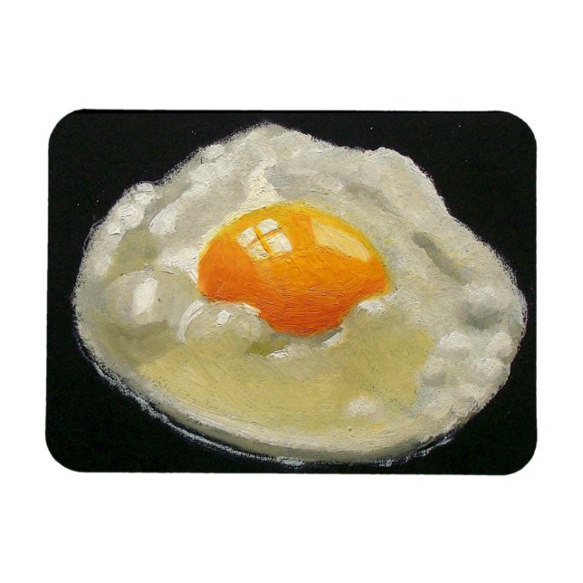 Fried Egg on Black: Realistisches Gemälde Magnet (Horizontal)