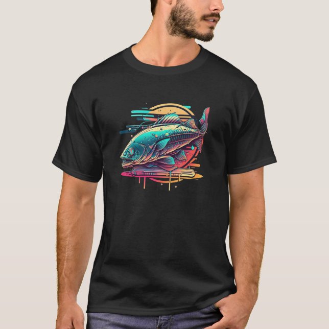 Fried Fish Synthwave 80s Retrowave Aesthetic 1 T-Shirt (Vorderseite)