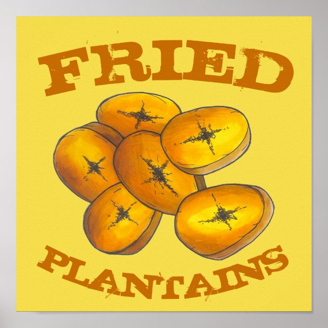 Fried Plantains Kochen Bananen Karibik Lebensmitte Poster (Vorne)
