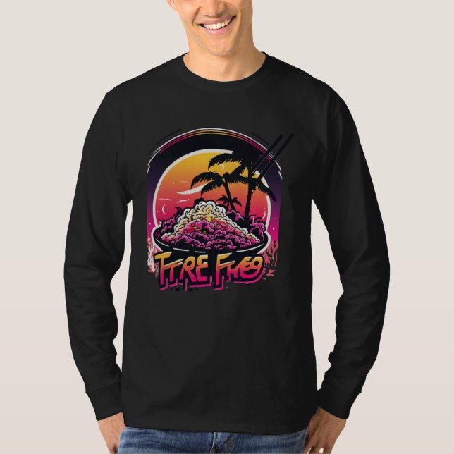 Fried Rice with a Nostalgic 80s Retrowave Aestheti T-Shirt (Vorderseite)