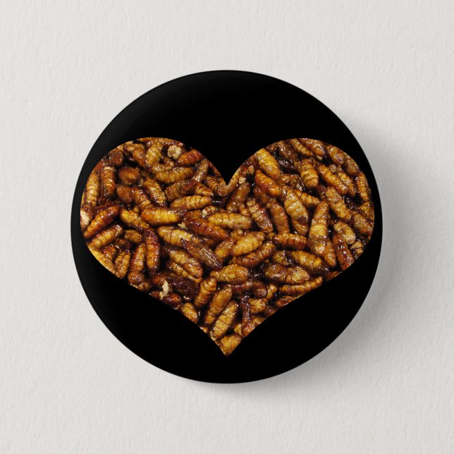 Fried Silk Worms Heart Button (Vorderseite)