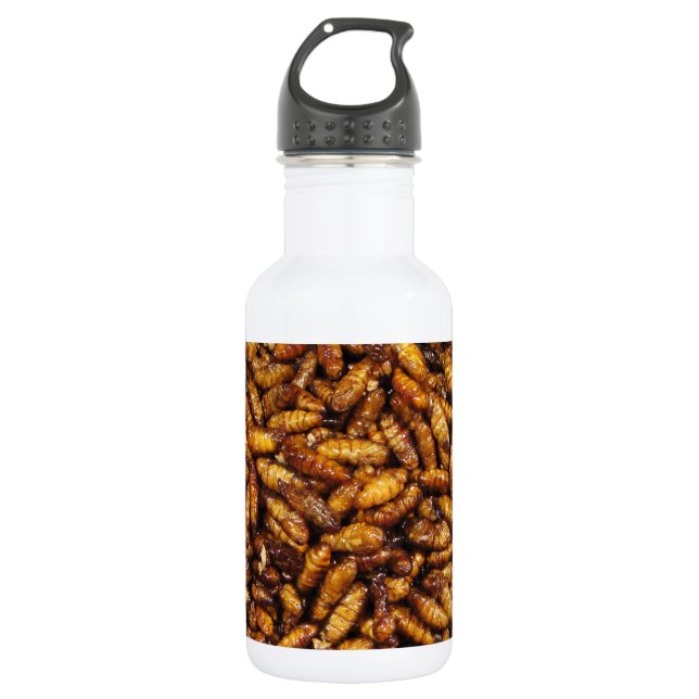 Fried Silk Worms ... Thai Street Food Trinkflasche (Vorderseite)
