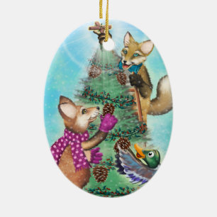 Frieda Schwanz-Weihnachtsverzierung - der Baum Keramik Ornament