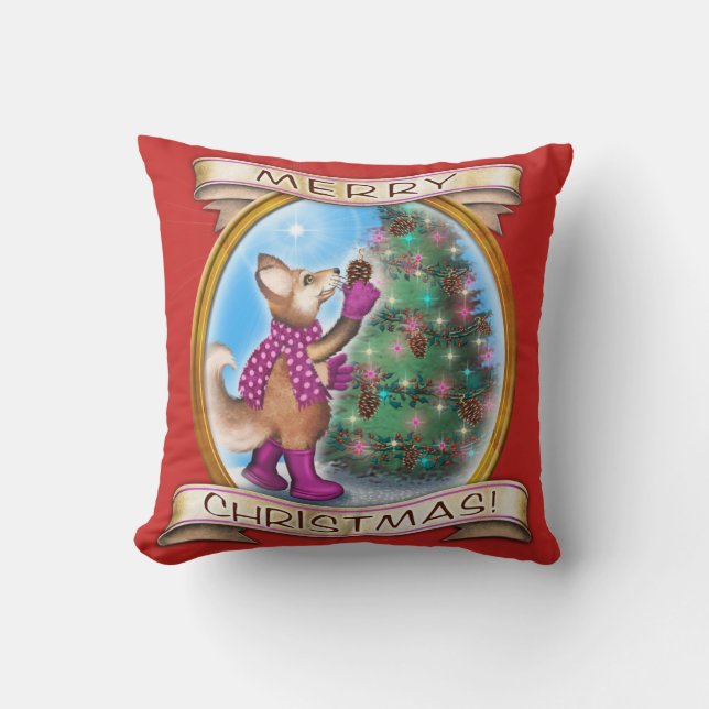 Frieda Schwanzes Weihnachtswerfer Kissen (Vorderseite)
