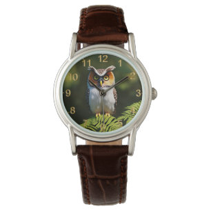 "Frieda the Screech Owl: A Nocturnal Beauty" Armbanduhr