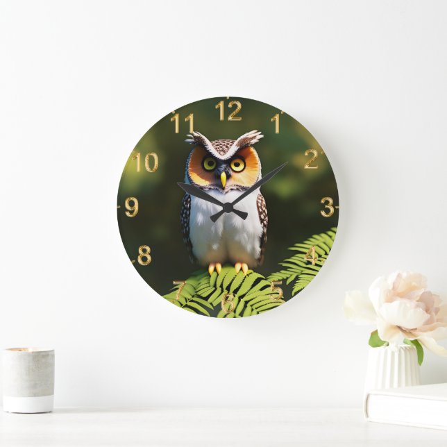 "Frieda the Screech Owl: A Nocturnal Beauty" Große Wanduhr (Zuhause)