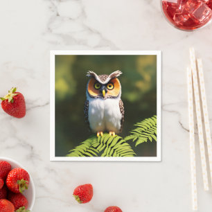 "Frieda the Screech Owl: A Nocturnal Beauty" Serviette