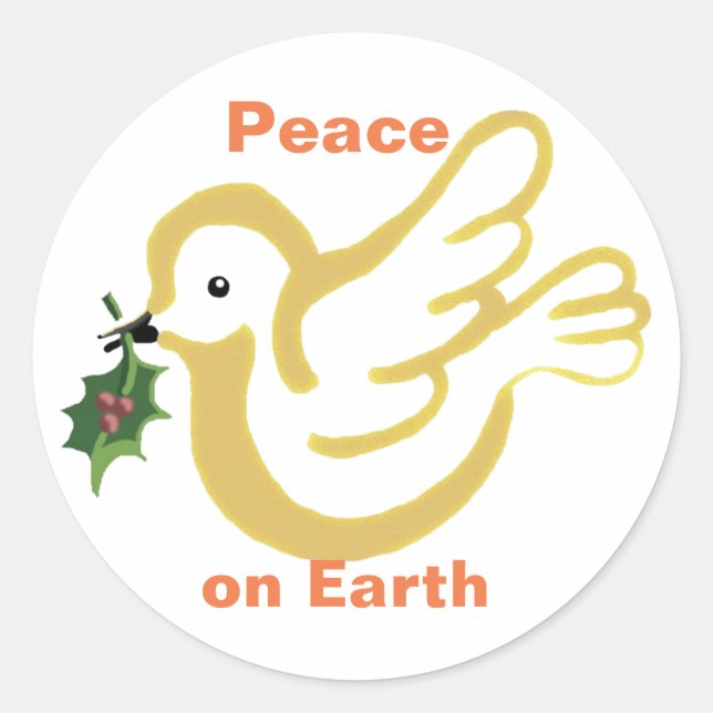 Friede auf Erden Weihnachtstaube mit Heiligen Runder Aufkleber (Vorderseite)