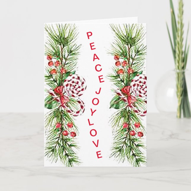 Friede, Freude, Liebe Weihnachtsgrüßkarte Karte (Vorderseite)