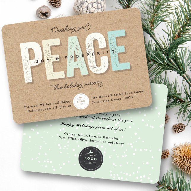 Friede, Freude und Wohlstand: ein kühnes Typografi Einladung (Peace, Joy And Prosperity Bold & Grunge Typography Business Holiday Greeting Card @ fat_fa_tin)
