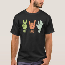 "Friede, Liebe, Kunst - Handzeichen-Design" T-Shirt