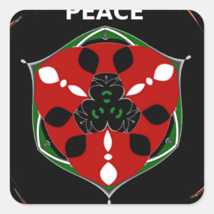 "Friede: mit Schild Emblem" Kunstdruckerei Quadratischer Aufkleber