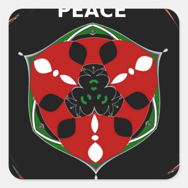 "Friede: mit Schild Emblem" Kunstdruckerei Quadratischer Aufkleber (Vorderseite)