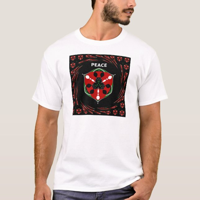 "Friede: mit Schild Emblem" Kunstdruckerei T-Shirt (Vorderseite)