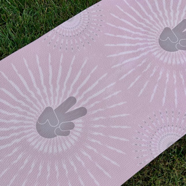 Friede sei mit dir Yoga Mat Yogamatte (Hand Peace Sign Over Tie Dye Effect and mandalas on the border by Awakening Graphics)
