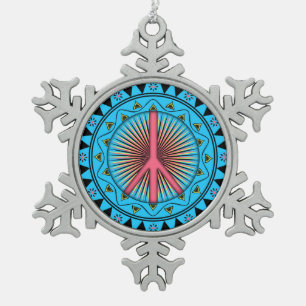 Friede ~ Sun Schneeflocken Zinn-Ornament