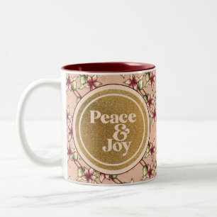 Friede und Freude Weihnachten: Rosa und Gold Glitz Zweifarbige Tasse