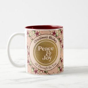 Friede und Freude Weihnachten: Rosa und Gold Glitz Zweifarbige Tasse
