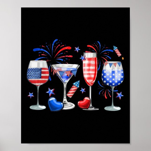Frieden 4. Juli Flaggengetränk Poster (Vorne)