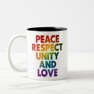 Frieden Achtung Einheit und Liebe Zweifarbige Tasse