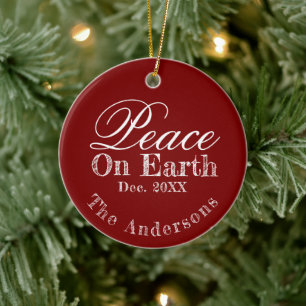 Frieden auf Erden Minimalistischer Schriftzug Weih Keramik Ornament