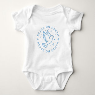 Frieden auf Erden Taube Weihnachten blau Ästhetik Baby Strampler