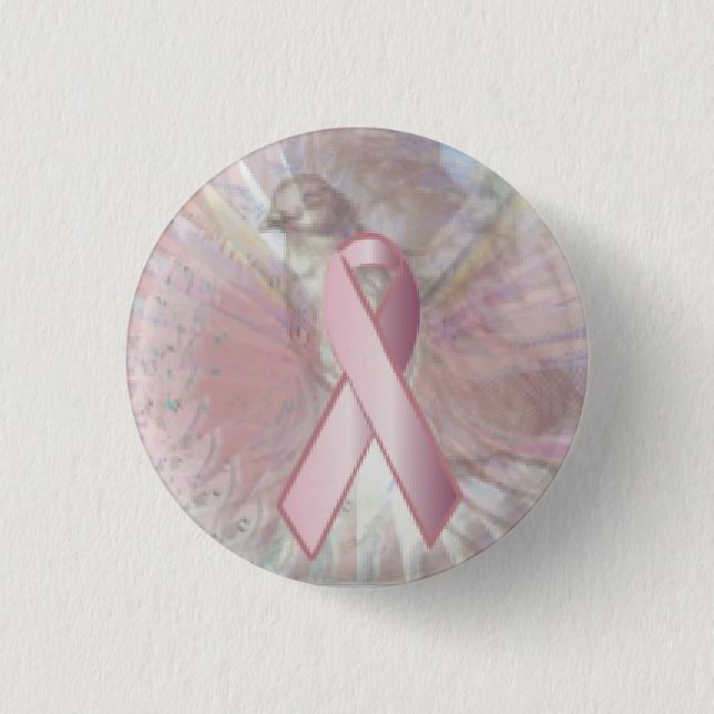 Frieden auf himmlischen Flügeln rosa Button (Vorderseite)