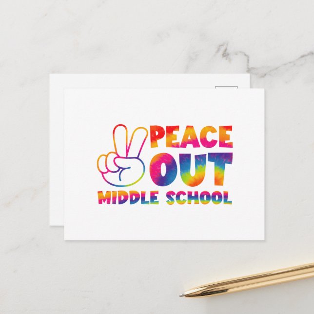 Frieden aus der Mittelschule Gefärbte Krawatte am  Postkarte (Vorderseite/Rückseite Beispiel)